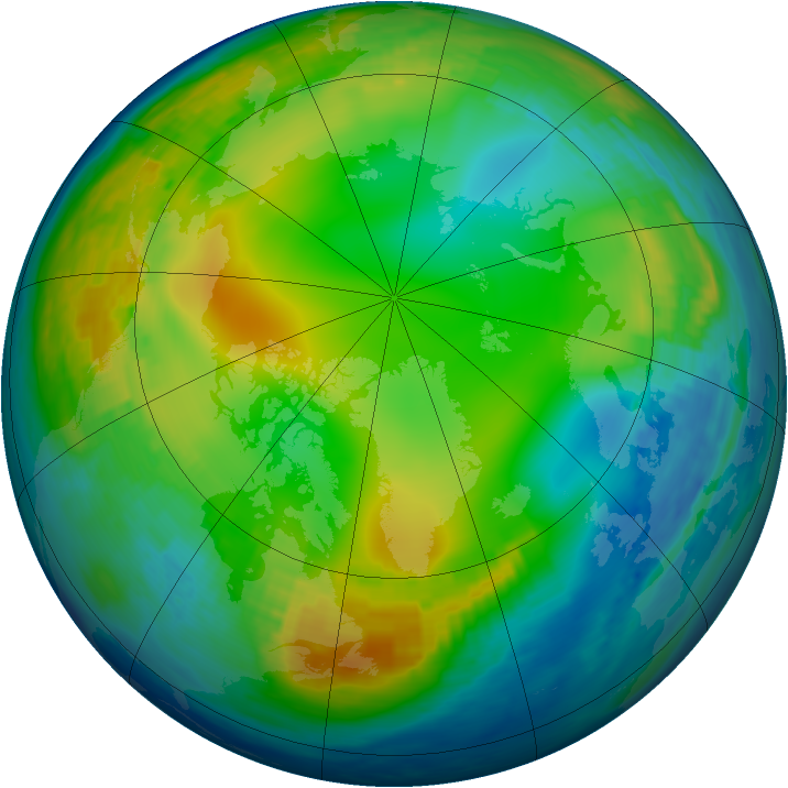 Arctic ozone map for 20 January 1993